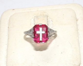 Vintage Sterling Filigree Cross Ring