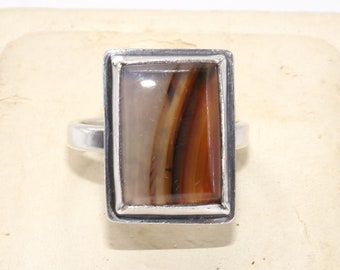 Vintage Sterling Silver Agate Ring