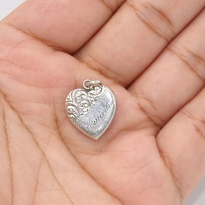 Vintage Sterling Puffy Heart Charm Pendant