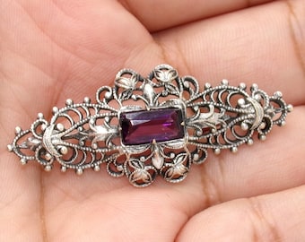 Antieke sterling filigraan broche nep-amethist