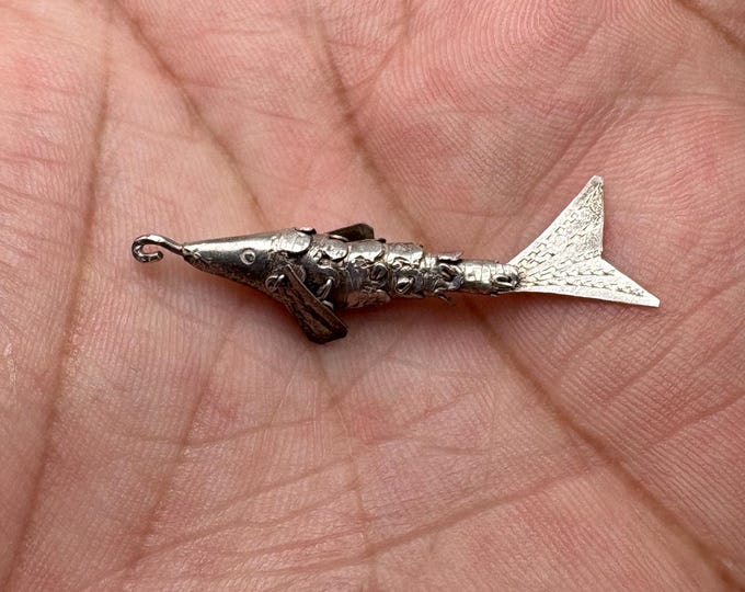 Vintage Sterling Silver Articulated Fish Pendant - Moveable Jointed ...