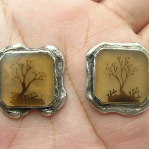 Vintage RARE Sam Kramer Sterling Art Glass Cufflinks