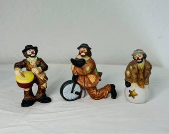 Vintage Emmett Kelly Jr. Porcelain Clown Figurines – Set of 3