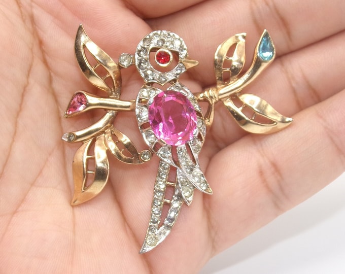 18K Gold Mockingbird Brooch