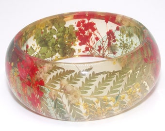 Vintage Lucite Floral Wide Bangle