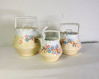Vintage Antique 3-Piece Porcelain Tea Set – 1870 Floral Design – Teapot, Creamer & Sugar Bowl