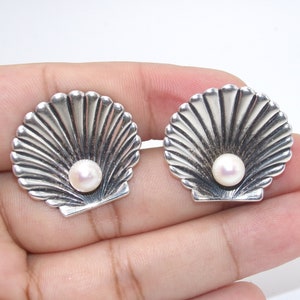 Gemelos antiguos de perla Mikimoto de plata de ley de EP