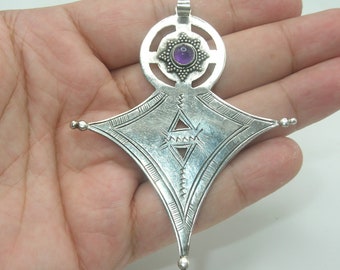Ciondolo a croce in ametista sterling vintage