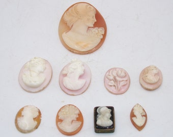 Vintage Shell Cameo Lot (9 pieces)