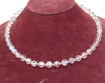 Vintage Aurora Borealis Crystal Bead Necklace