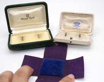 Cajas para pendientes y joyas antiguas - Mikimoto Pearls/Skeen & Schneider/ LG Balfour Co.