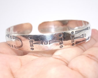 Vintage Sterling Cuff Bracelet Hand Engraved