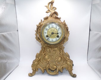 Antique Bronze Rococo Clock by Waterbury Clock Co.