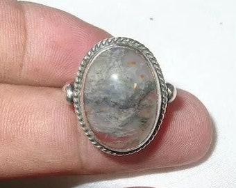 Vintage Sterling Silver Agate Ring