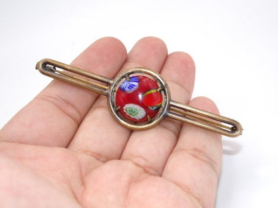 Antique French Art Glass Brooch - image 1