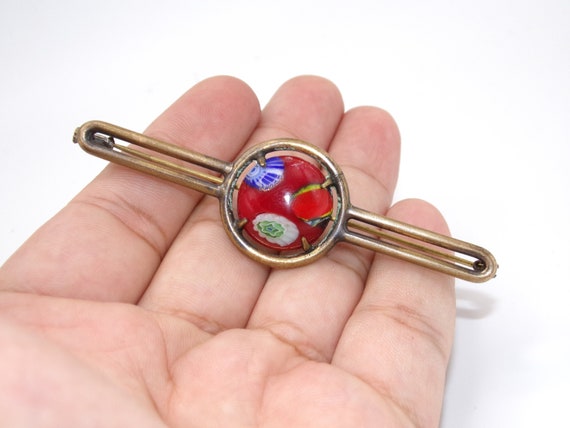 Antique French Art Glass Brooch