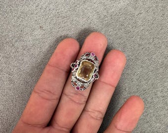 Art Deco Sterling Citrin Russische Rosa Granate