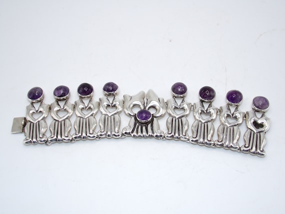 Mid Century Sterling Amethyst Taxco Bracelet by F… - image 5