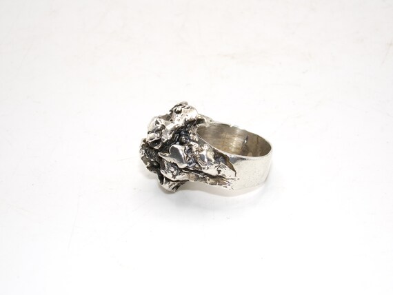 Mid Century Sterling Ruby Brutalist Ring - image 2