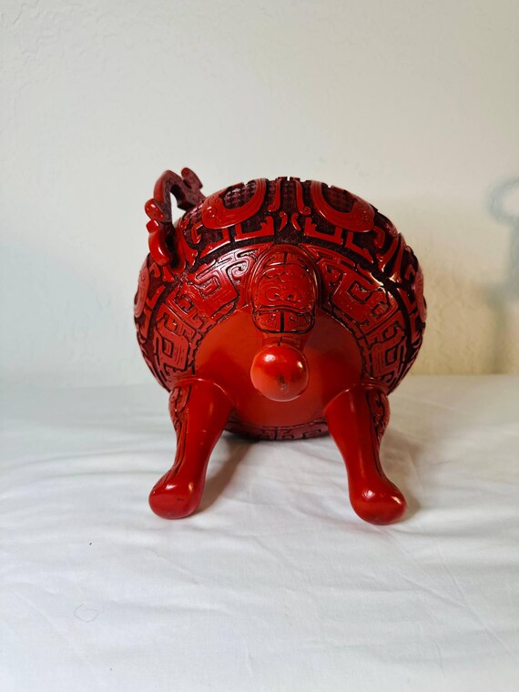 Vintage Chinese Cinnabar Lacquer Incense Burner Vessel – Hand