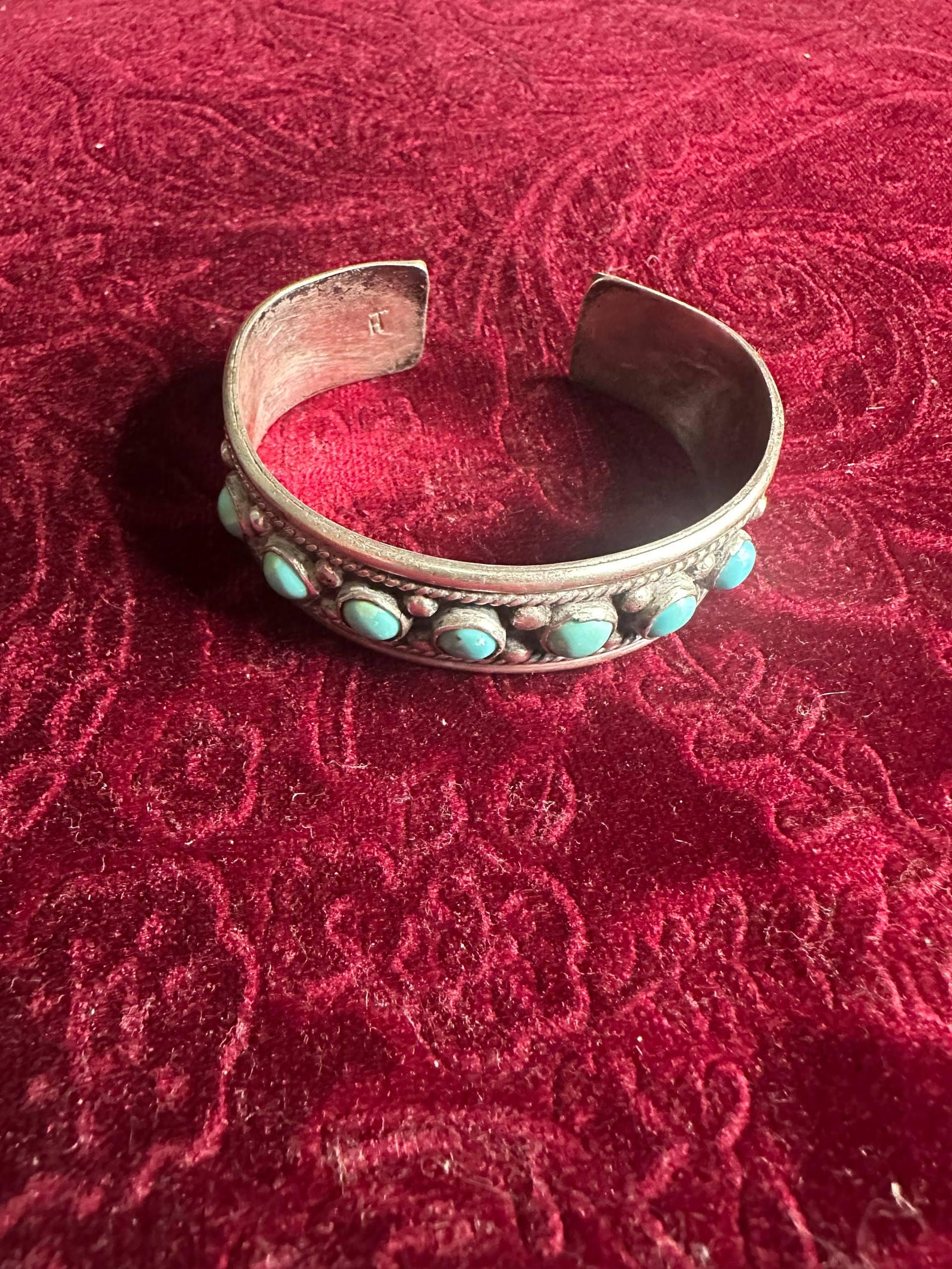 Vintage Navajo Sterling Silver and Turquoise Cuff Bracelet by HT - Etsy
