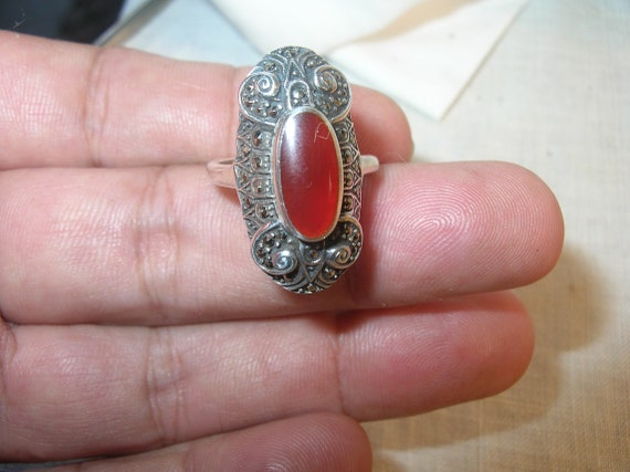 Vintage Sterling Carnelian Ring - image 4