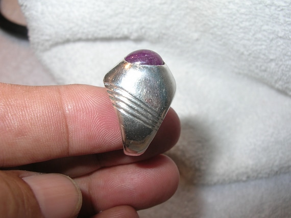 Vintage Sterling Ruby Dome Ring - image 2