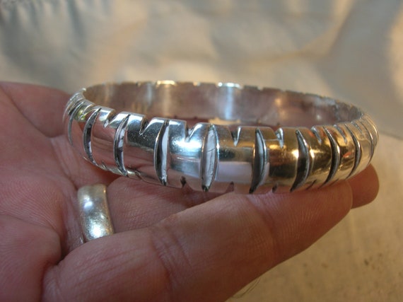 Mid Century Sterling Silver Taxco Bangle - image 2