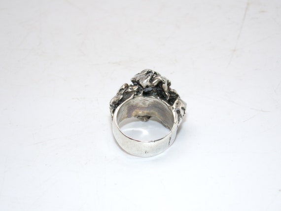 Mid Century Sterling Ruby Brutalist Ring - image 3