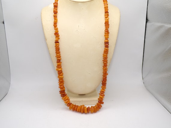 Vintage Early Plastic Beaded Necklace - Caramel