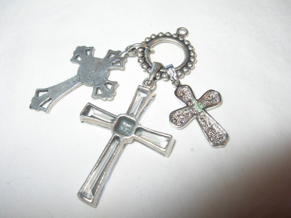 Vintage Sterling Pendant Set of 3 Crosses - image 4
