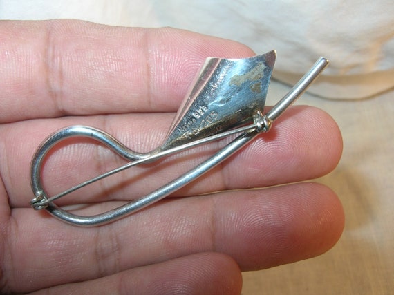 Mid Century Taxco Sterling Silver Calla Lily Broo… - image 2