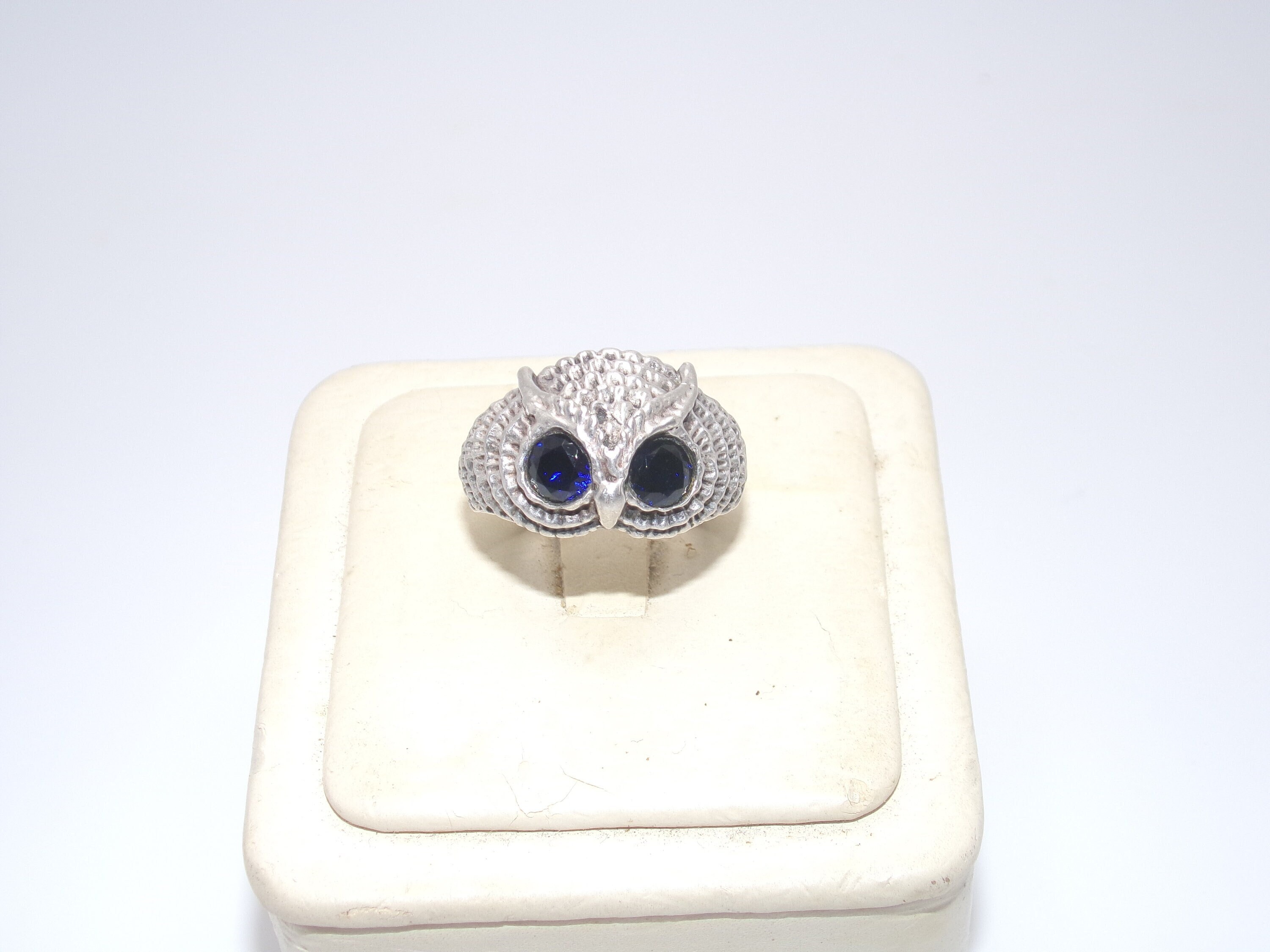 Vintage Sterling Sapphire Owl Ring