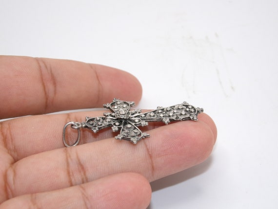 Antique 800 Coin Silver Cross Pendant - image 2