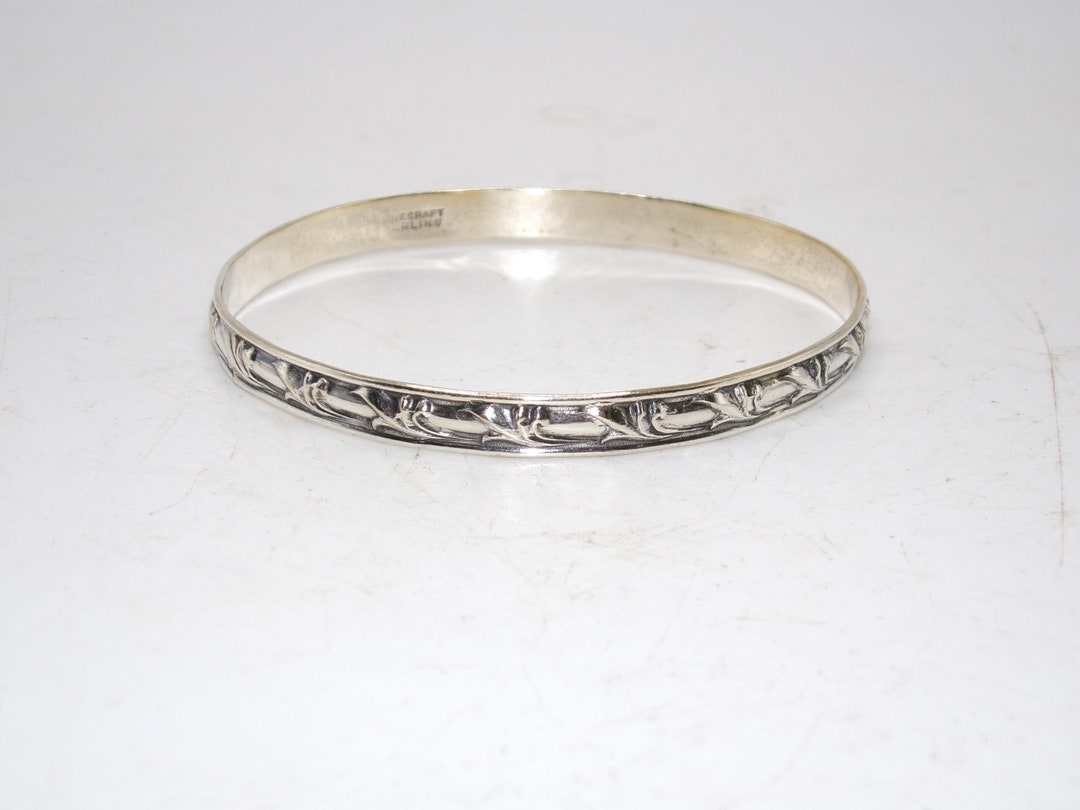 Vintage Sterling Raised Design Bangle by Danecraft - Etsy