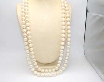 Vintage Costume Long Faux Pearl Necklace - 60 inches