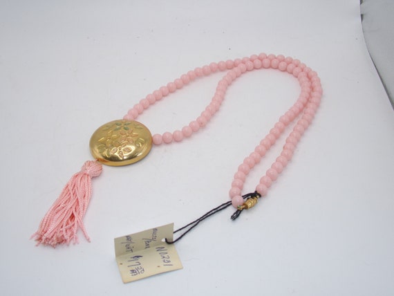Vintage Plastic Bead Pendant Necklace - Costume - image 1