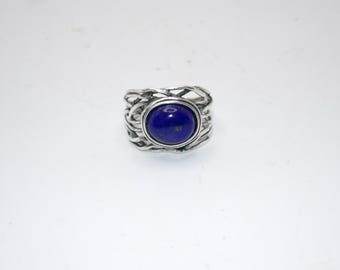 Vintage Sterling Blue Lapis Brutalist Ring - Israel