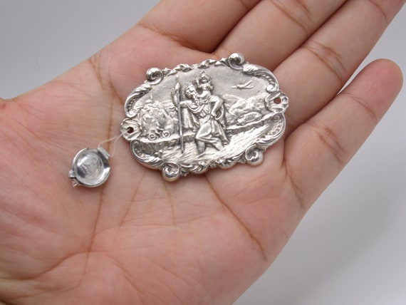 Vintage Sterling Silver 3D Pendant Plaque - image 1