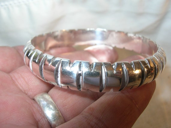 Mid Century Sterling Silver Taxco Bangle - image 1