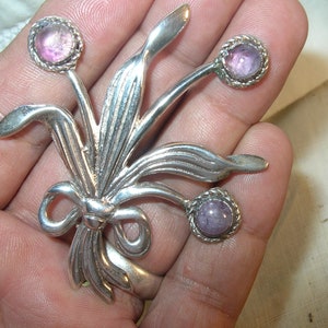 Vintage Taxco Sterling Brooch Amethyst