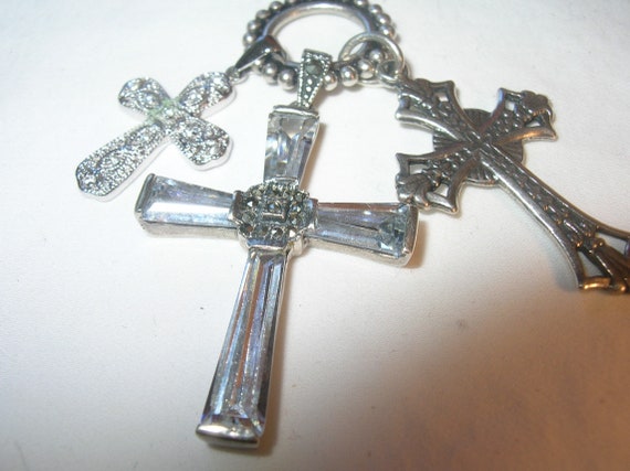 Vintage Sterling Pendant Set of 3 Crosses - image 2