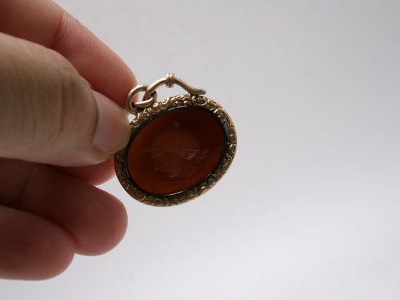 Antique Gold Filled Carnelian Intaglio Watch Fob - image 5