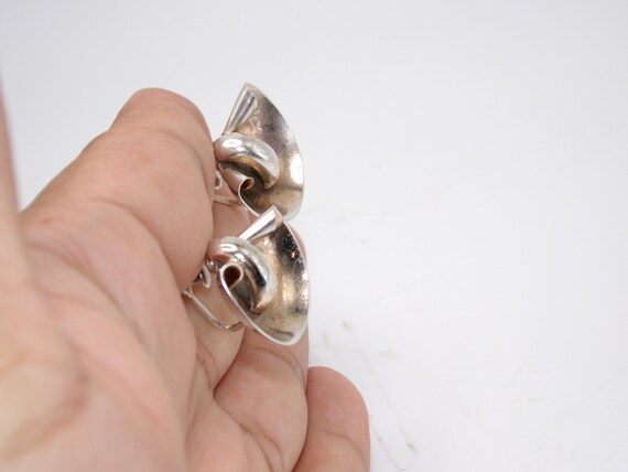 Vintage Sterling Screw Back Earrings - Modernist … - image 2