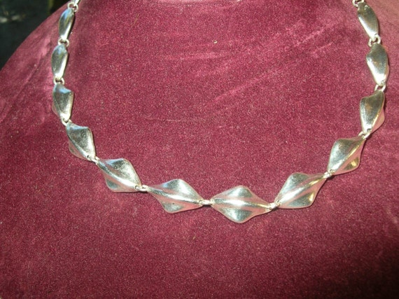 Vintage Sterling Modernist Design Link Necklace - image 5