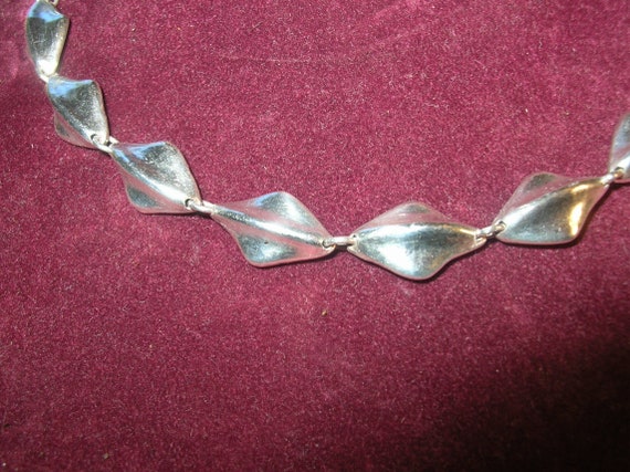 Vintage Sterling Modernist Design Link Necklace - image 4