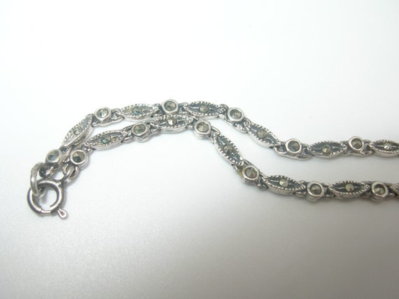 Vintage Sterling Marcasite Bib Necklace - image 10