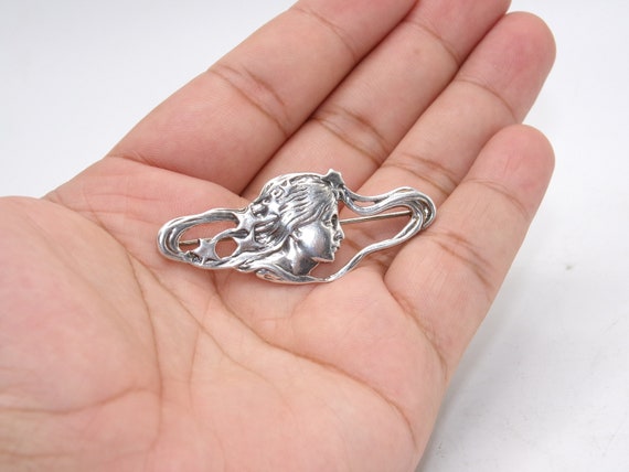 Vintage Sterling Art Nouveau Style Brooch - image 1