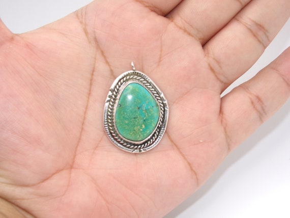 Vintage Sterling Turquoise Native American Pendant - image 1