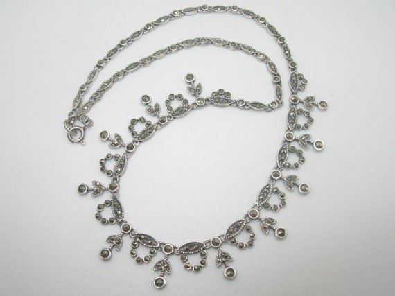 Vintage Sterling Marcasite Bib Necklace - image 1